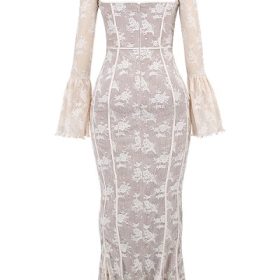 Delilah Vintage Cream Lace Maxi Dress - Image 4