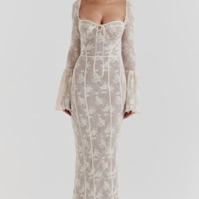 Delilah Vintage Cream Lace Maxi Dress - Image 7