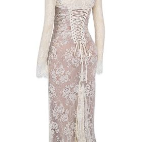 Artemis Vintage Cream Lace Maxi Dress - Image 3