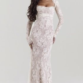 Artemis Vintage Cream Lace Maxi Dress - Image 5
