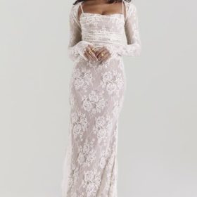 Artemis Vintage Cream Lace Maxi Dress - Image 7