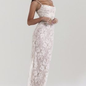 Artemis Vintage Cream Lace Maxi Dress - Image 11