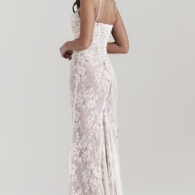Artemis Vintage Cream Lace Maxi Dress - Image 12