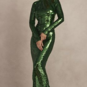 Belle Pine Green Sequin Maxi Dress