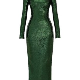 Belle Pine Green Sequin Maxi Dress - Image 2