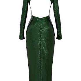 Belle Pine Green Sequin Maxi Dress - Image 4