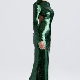 Belle Pine Green Sequin Maxi Dress - Image 11