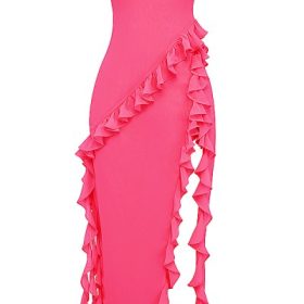 Sarina Fuchsia Ruffle Maxi Dress - Image 2