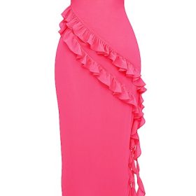 Sarina Fuchsia Ruffle Maxi Dress - Image 4