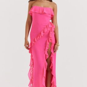 Sarina Fuchsia Ruffle Maxi Dress - Image 7
