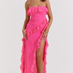 Sarina Fuchsia Ruffle Maxi Dress - Image 8