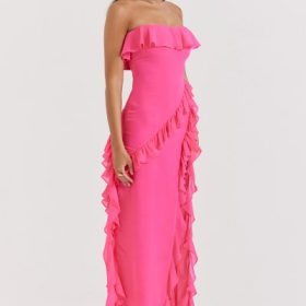 Sarina Fuchsia Ruffle Maxi Dress - Image 9