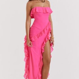 Sarina Fuchsia Ruffle Maxi Dress - Image 11
