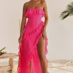 Sarina Fuchsia Ruffle Maxi Dress - Image 13