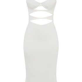 Amalia Ivory Satin Cutout Corset Dress - Image 2