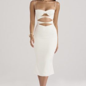 Amalia Ivory Satin Cutout Corset Dress - Image 7