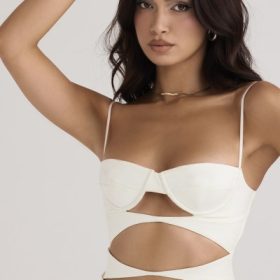 Amalia Ivory Satin Cutout Corset Dress - Image 9