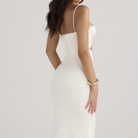 Amalia Ivory Satin Cutout Corset Dress - Image 11