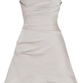 Jasmine Oyster Draped Strapless Corset Dress - Image 2