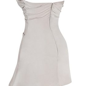 Jasmine Oyster Draped Strapless Corset Dress - Image 3