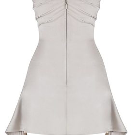 Jasmine Oyster Draped Strapless Corset Dress - Image 4