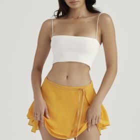 Clarice Tangerine Floaty Layered Mini Skirt - Image 7