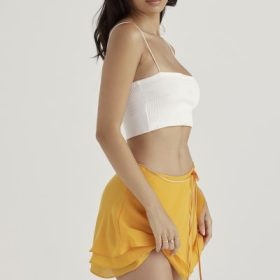 Clarice Tangerine Floaty Layered Mini Skirt - Image 8