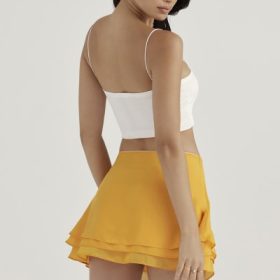 Clarice Tangerine Floaty Layered Mini Skirt - Image 9
