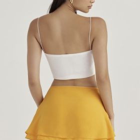 Clarice Tangerine Floaty Layered Mini Skirt - Image 10