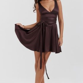 Shiema Rich Brown Mini Dress - Image 8