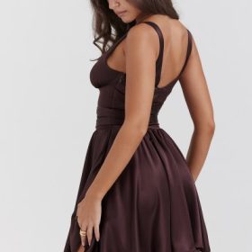 Shiema Rich Brown Mini Dress - Image 12
