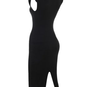 Gaia Black Cashmere Blend Turtle Neck Midi Dress - Image 3