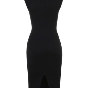 Gaia Black Cashmere Blend Turtle Neck Midi Dress - Image 4