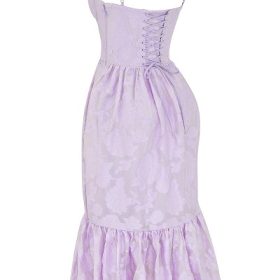 Mira Orchid Floral Jacquard Tiered Midi Dress - Image 3