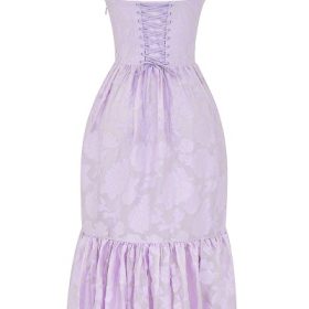 Mira Orchid Floral Jacquard Tiered Midi Dress - Image 4