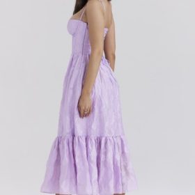 Mira Orchid Floral Jacquard Tiered Midi Dress - Image 10