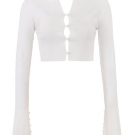 Eloise Ivory Cropped Cardigan - Image 2