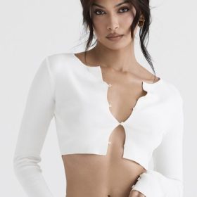 Eloise Ivory Cropped Cardigan - Image 5
