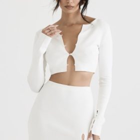 Eloise Ivory Cropped Cardigan - Image 8
