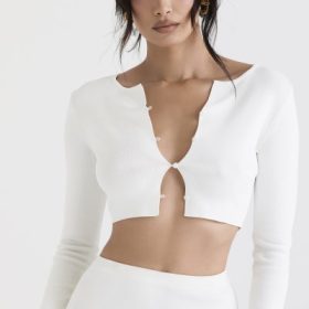 Eloise Ivory Cropped Cardigan - Image 9