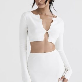 Eloise Ivory Cropped Cardigan - Image 10