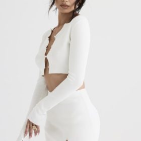 Eloise Ivory Cropped Cardigan - Image 11