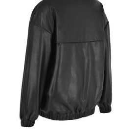 Larissa Black Vegan Leather Oversized Bomber Jacket - Image 3