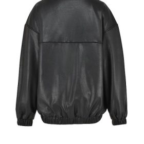 Larissa Black Vegan Leather Oversized Bomber Jacket - Image 4