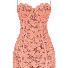Ilayda Sorbet Embroidered Floral Lace Mini Dress - Image 2