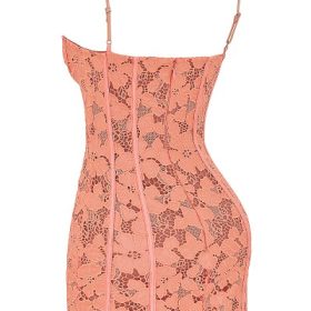 Ilayda Sorbet Embroidered Floral Lace Mini Dress - Image 3