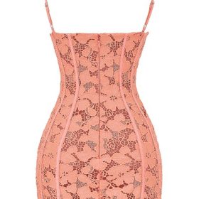 Ilayda Sorbet Embroidered Floral Lace Mini Dress - Image 4