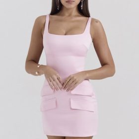 Cosette Rose Shadow Satin Sleeveless Mini Dress - Image 5