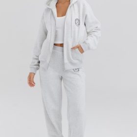 Coast Light Grey Marl Fleece Back Jogging Trousers - Image 8