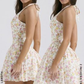 Valentia Ivory Meadow Print Cotton Halter Mini Dress